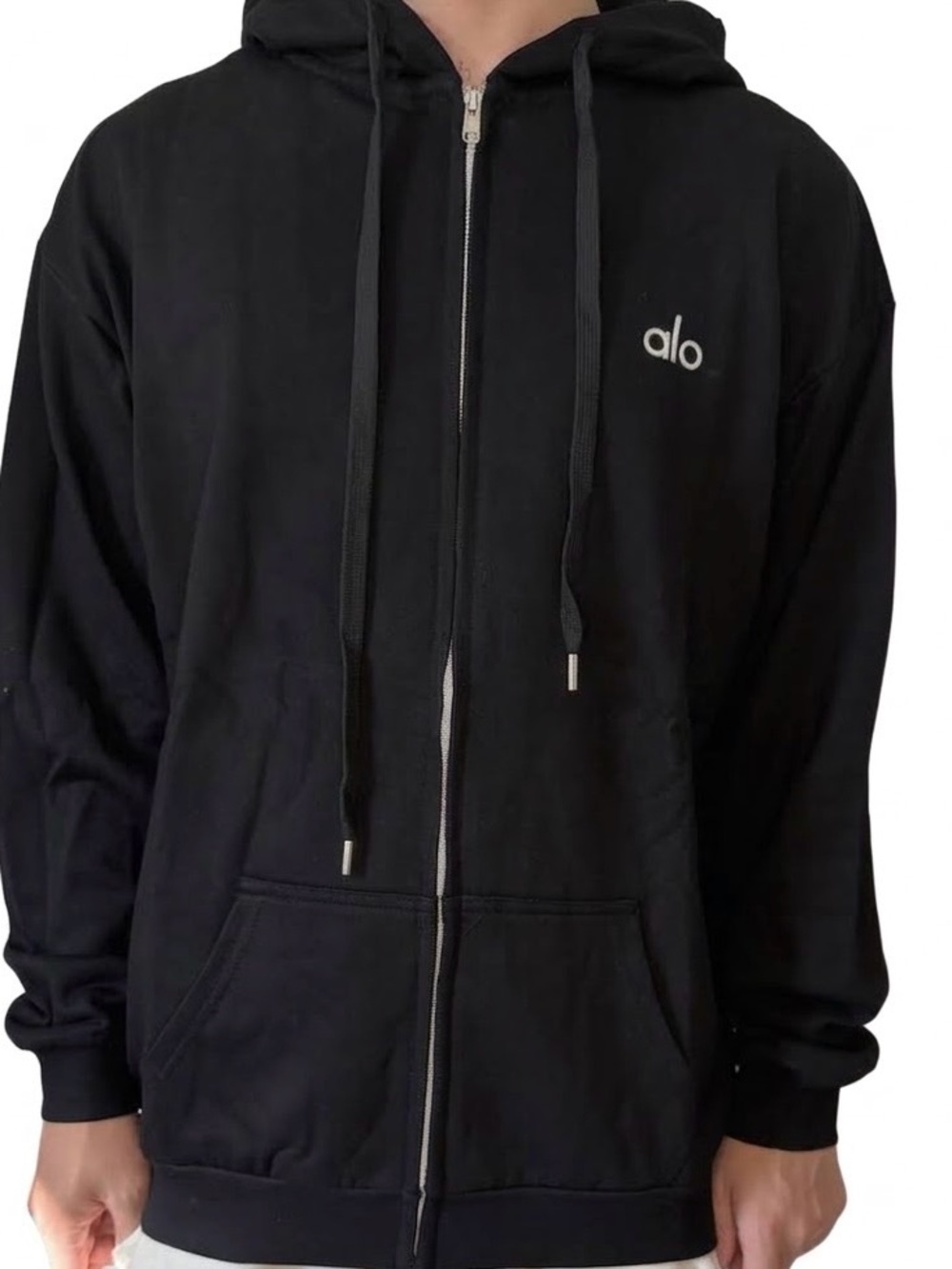 ALO Yoga Men’s Black Full-Zip Hoodie Sweatshirt Size M,L
